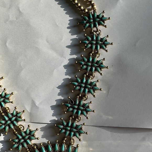 Lucky brand squash blossom Elegant Gold and turquoise Necklace preowned - Picture 4 of 10